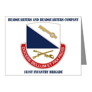 HHC181IB - M01 - 02 - DUI - HHC - 181 Infantry Bde with Text Note Cards (Pk of 20)