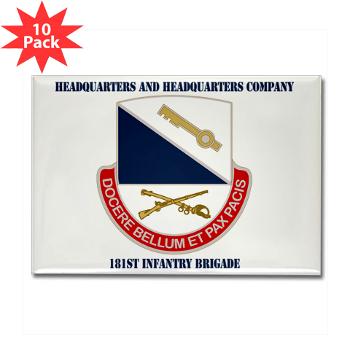 HHC181IB - M01 - 01 - DUI - HHC - 181 Infantry Bde with Text Rectangle Magnet (10 pack)