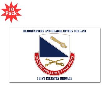 HHC181IB - M01 - 01 - DUI - HHC - 181 Infantry Bde with Text Sticker (Rectangle 10 pk)