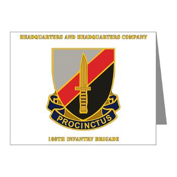 HHC188IB - M01 - 02 - HHC - 188th Infantry Brigade with Text - Note Cards (Pk of 20)