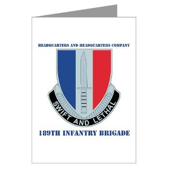 HHC189IB - M01 - 02 - Headquarters and Headquarters Company - 189th Infantry Brigade with Text - Greeting Cards (Pk of 10) - Click Image to Close
