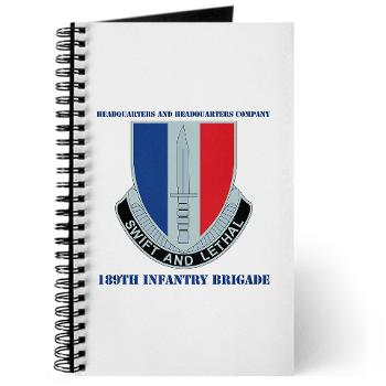 HHC189IB - M01 - 02 - Headquarters and Headquarters Company - 189th Infantry Brigade with Text - Journal