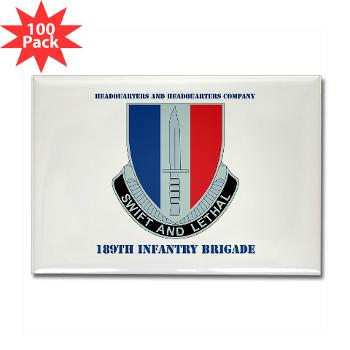 HHC189IB - M01 - 01 - Headquarters and Headquarters Company - 189th Infantry Brigade with Text - Rectangle Magnet (10 pack) - Click Image to Close
