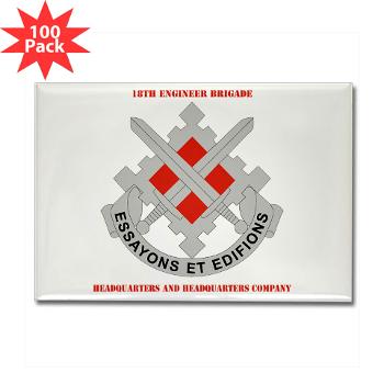 HHC18EB - M01 - 01 - HHC - 18th Engineer Brigade with Text Rectangle Magnet (100 pack)
