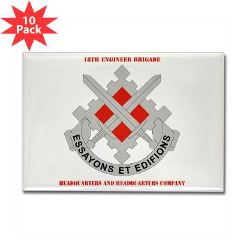 HHC18EB - M01 - 01 - HHC - 18th Engineer Brigade with Text Rectangle Magnet (10 pack)