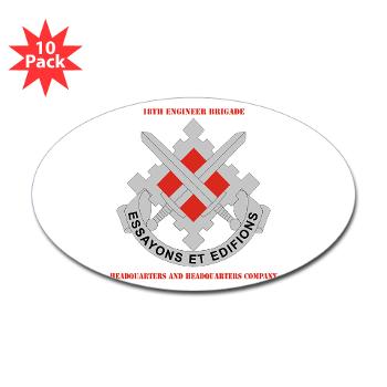 HHC18EB - M01 - 01 - HHC - 18th Engineer Brigade with Text Sticker (Oval 10 pk)