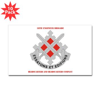 HHC18EB - M01 - 01 - HHC - 18th Engineer Brigade with Text Sticker (Rectangle 10 pk)