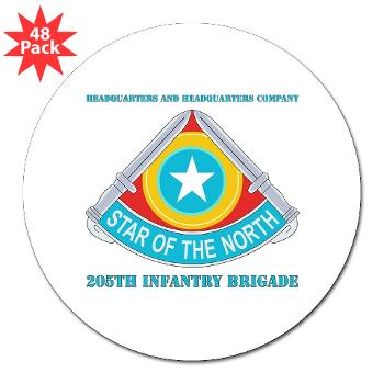 HHC205IB - M01 - 01 - HHC - 205th Infantry Brigade with text - 3" Lapel Sticker (48 pk) - Click Image to Close