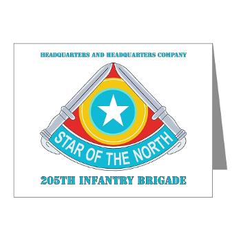 HHC205IB - M01 - 02 - HHC - 205th Infantry Brigade with text - Note Cards (Pk of 20)