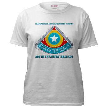 HHC205IB - A01 - 04 - HHC - 205th Infantry Brigade with text - Women's T-Shirt - Click Image to Close