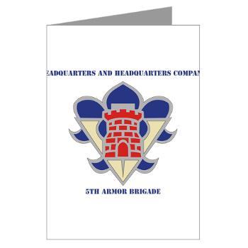 HHC5AB - M01 - 02 - HHC - 5th Armor Brigade with Text - Greeting Cards (Pk of 10)