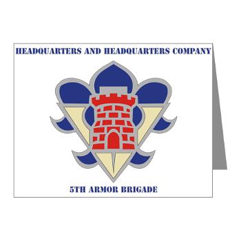 HHC5AB - M01 - 02 - HHC - 5th Armor Brigade with Text - Note Cards (Pk of 20) - Click Image to Close