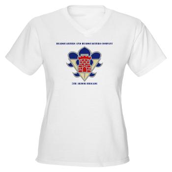 HHC5AB - A01 - 04 - HHC - 5th Armor Brigade with Text - Women's V-Neck T-Shirt
