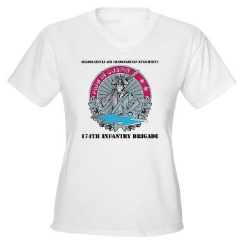 HHD - A01 - 04 - Headquarters and Headquarters Detachment with Text - Women's V -Neck T-Shirt - Click Image to Close