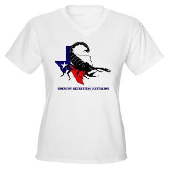 HRB - A01 - 04 - DUI - Houston Recruiting Battalion with Text - Women's V -Neck T-Shirt