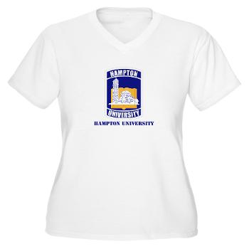 HU - A01 - 04 - ROTC - Hampton University with Text - Women's V-Neck T-Shirt