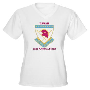 HawaiiARNG - A01 - 04 - DUI - Hawaii Army National Guard with Text - Women's V-Neck T-Shirt