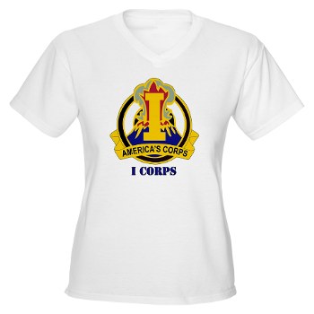 ICorps - A01 - 04 - DUI - I Corps with Text Women's V-Neck T-Shirt - Click Image to Close