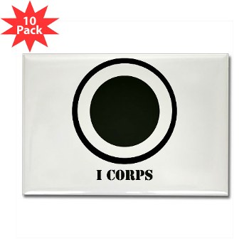 ICorps - M01 - 01 - SSI - I Corps with Text Sticker Rectangle Magnet (10 pack)