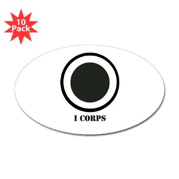 ICorps - M01 - 01 - SSI - I Corps with Text Sticker (Oval 10 pk) - Click Image to Close