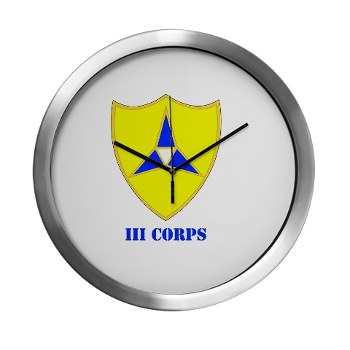 IIICorps - M01 - 03 - DUI - III Corps with text - Modern Wall Clock - Click Image to Close