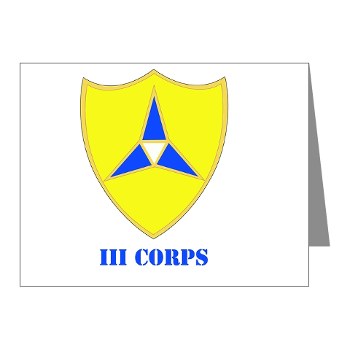 IIICorps - M01 - 02 - DUI - III Corps with text - Note Cards (Pk of 20)