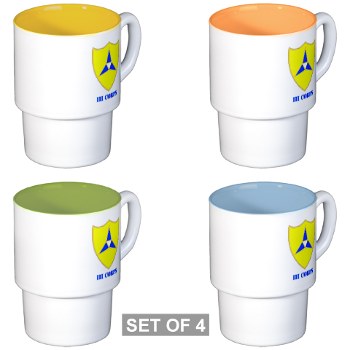 IIICorps - M01 - 03 - DUI - III Corps with text - Stackable Mug Set (4 mugs)