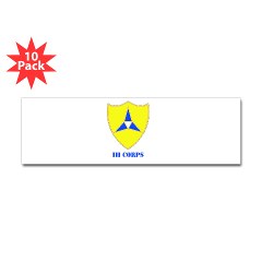 IIICorps - M01 - 01 - DUI - III Corps with text - Sticker (Bumper 10 pk) - Click Image to Close