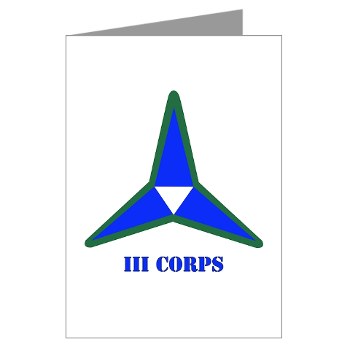 IIICorps - M01 - 02 - SSI - III Corps with text - Greeting Cards (Pk of 10)