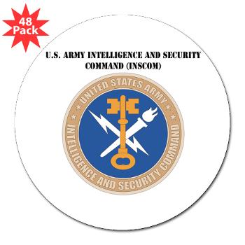 INSCOM - M01 - 01 - SSI - U.S. Army Intelligence and Security Command (INSCOM) with Text - 3" Lapel Sticker (48 pk)
