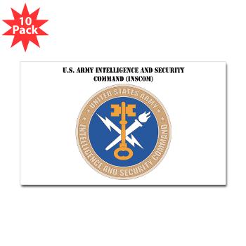 INSCOM - M01 - 01 - SSI - U.S. Army Intelligence and Security Command (INSCOM) with Text - Sticker (Rectangle 10 pk)