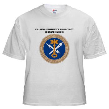 INSCOM - A01 - 04 - SSI - U.S. Army Intelligence and Security Command (INSCOM) with Text - White t-Shirt - Click Image to Close