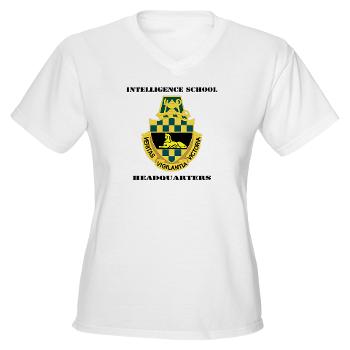 ISH - A01 - 04 - DUI - Intelligence School Headquarters with Text - Women's V-Neck T-Shirt