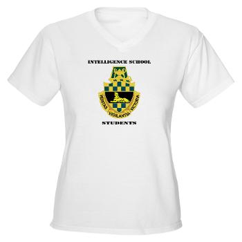 ISS - A01 - 04 - DUI - Intelligence School Students with Text - Women's V-Neck T-Shirt