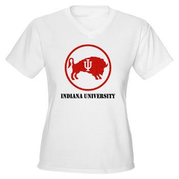 IU - A01 - 04 - SSI - ROTC - Indiana University with Text - Women's V-Neck T-Shirt