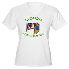 IndianaARNG - A01 - 04 - DUI-INDIANA Army National Guard WITH FLAG - Women's V-Neck T-Shirt