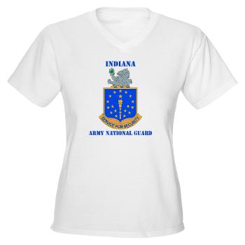 IndianaARNG - A01 - 04 - DUI - Indiana Army National Guard with text - Women's V-Neck T-Shirt