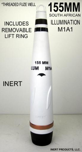 Inert, 155mm South African M1A1 Illumination Projectile with Lift Ring - Click Image to Close