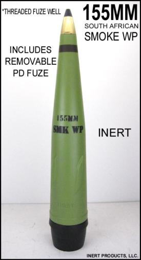Inert, 155mm South African WP SMOKE Projectile with Fuze - Click Image to Close