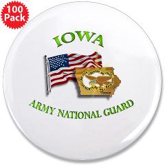 IowaARNG - M01 - 01 - DUI - IOWA Army National Guard WITH FLAG - 3.5" Button (100 pack) - Click Image to Close