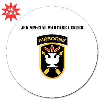JFKSWC - M01 - 01 - SSI - JFK Special Warfare Center with Text - 3" Lapel Sticker (48 pk)
