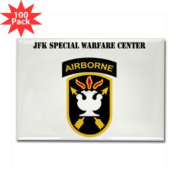 JFKSWC - M01 - 01 - SSI - JFK Special Warfare Center with Text - Rectangle Magnet (100 pack) - Click Image to Close