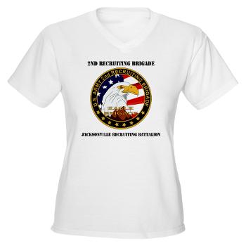 JRB - A01 - 04 - DUI - Jacksonville Recruiting Battalion with Text - Women's V-Neck T-Shirt