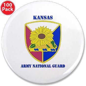 KSARNG - M01 - 01 - DUI - Kansas Army National Guard with Text - 3.5" Button (100 pack) - Click Image to Close