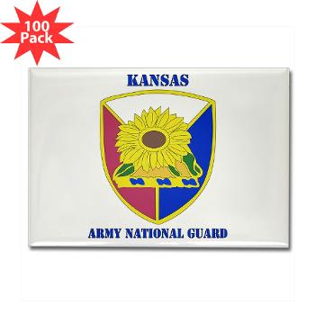 KSARNG - M01 - 01 - DUI - Kansas Army National Guard with Text - Rectangle Magnet (100 pack)