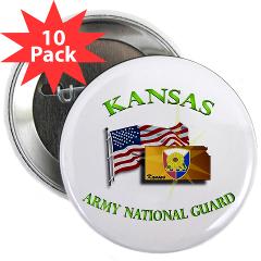 KSARNG - M01 - 01 - DUI - Kansas Army National Guard with Flag 2.25" Button (10 pack)