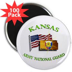 KSARNG - M01 - 01 - DUI - Kansas Army National Guard with Flag 2.25" Magnet (100 pack)