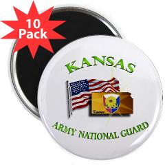 KSARNG - M01 - 01 - DUI - Kansas Army National Guard with Flag 2.25" Magnet (10 pack) - Click Image to Close