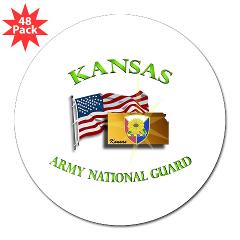 KSARNG - M01 - 01 - DUI - Kansas Army National Guard with Flag 3" Lapel Sticker (48 pk)