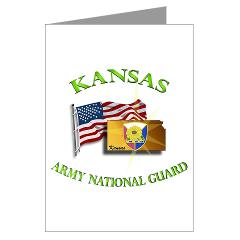 KSARNG - M01 - 02 - DUI - Kansas Army National Guard with Flag Greeting Cards (Pk of 10)